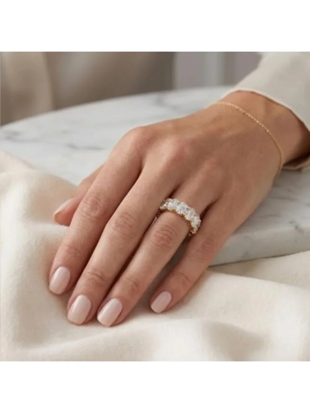 Stunning Gold Plated Oval Engagement Ring - Eternity Band, Sizes 4-9, Women's